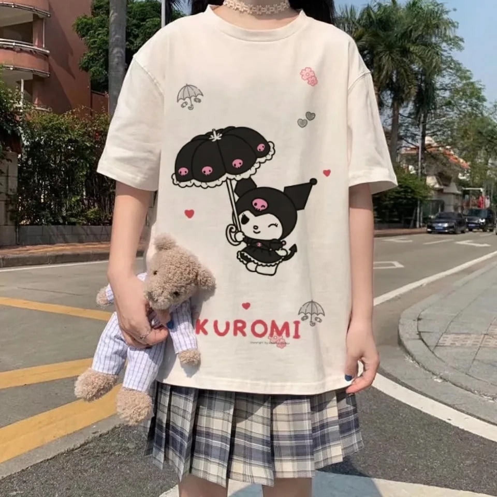 Hello Kitty Y2k T-Shirt Sanrio Kuromi Kawaii Clothes Lolita Girl Student  Cartoon Print Tops Harajuku Women Tees Loose Casual Tee - Walmart.com