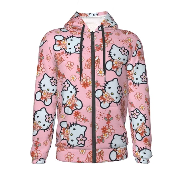 Hello Kitty Youth Hoodies Teenage Zipper Sweatshirt Winter Jackets 3D Printing Coats Activewear For Kids Large