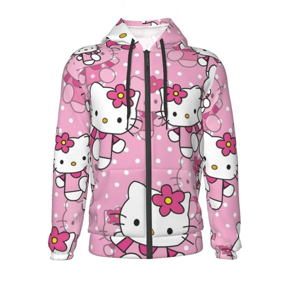 Hello Kitty Youth Hoodies Teenage Zipper Sweatshirt Winter Jackets 3D Printing Coats Activewear For Kids Small
