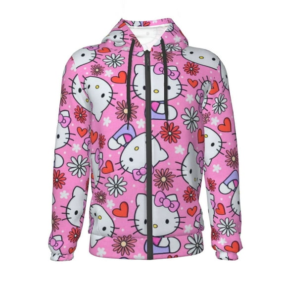 Hello Kitty Youth Hoodies Teenage Zipper Sweatshirt Winter Jackets 3D Printing Coats Activewear For Kids Small