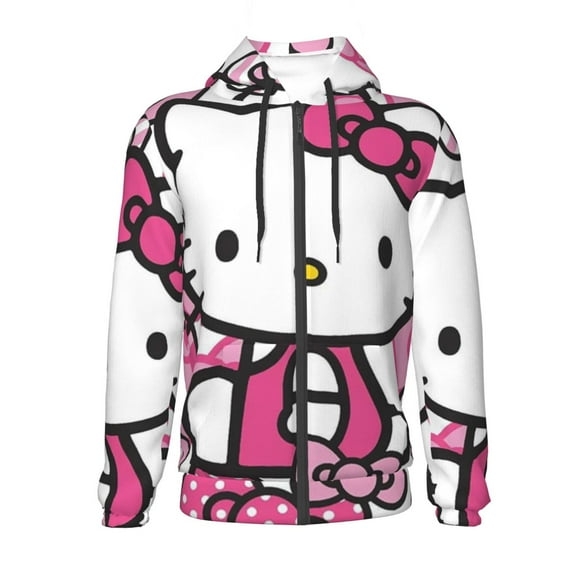 Hello Kitty Youth Hoodies Teenage Zipper Sweatshirt Winter Jackets 3D Printing Coats Activewear For Kids Small