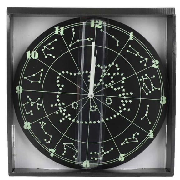 Hello Kitty Zodiac Stars Constellation Black Gold 13.5 inches Diameter Round Deco Wood Wall Clock