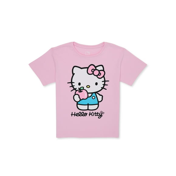 Hello Kitty and Apple Girls Short Sleeve Graphic T-Shirt, Sizes 4-16