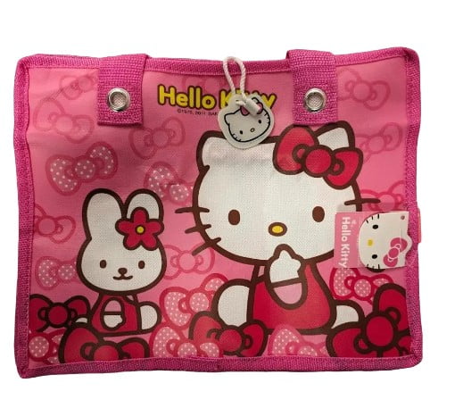Hello Kitty and Bunny Pink Lunch Bag Tote Bag Handbag 11" x 9"x4.5"