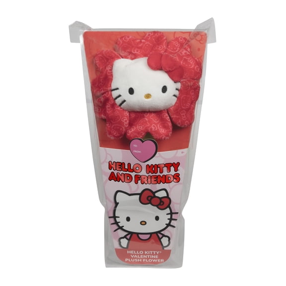 Hello Kitty and Friends 14-inch Hello Kitty Red Plush Valentine Flower with a Bendable Stem