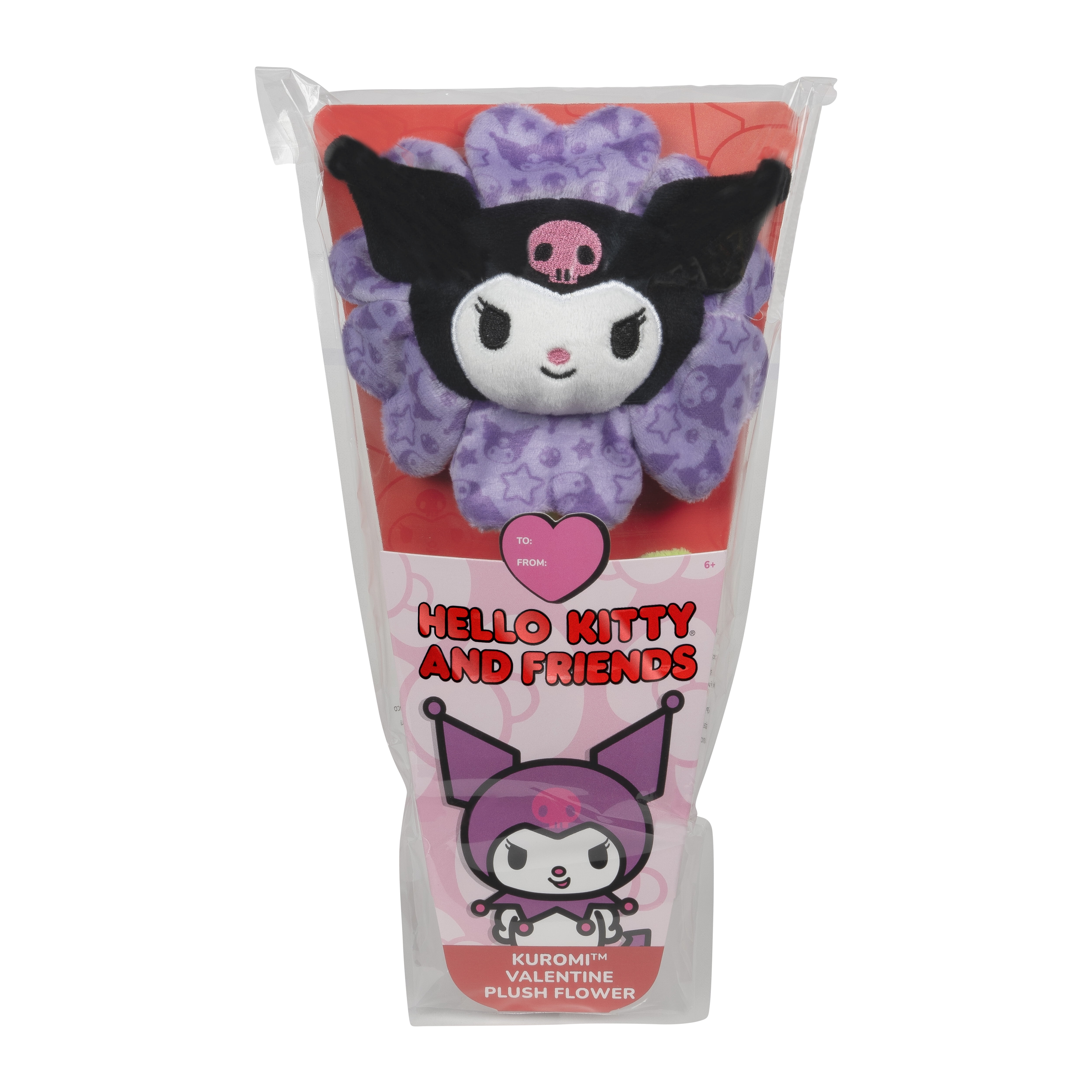 Hello Kitty and Friends 14-inch Kuromi Purple Plush Valentine Flower with a Bendable Stem