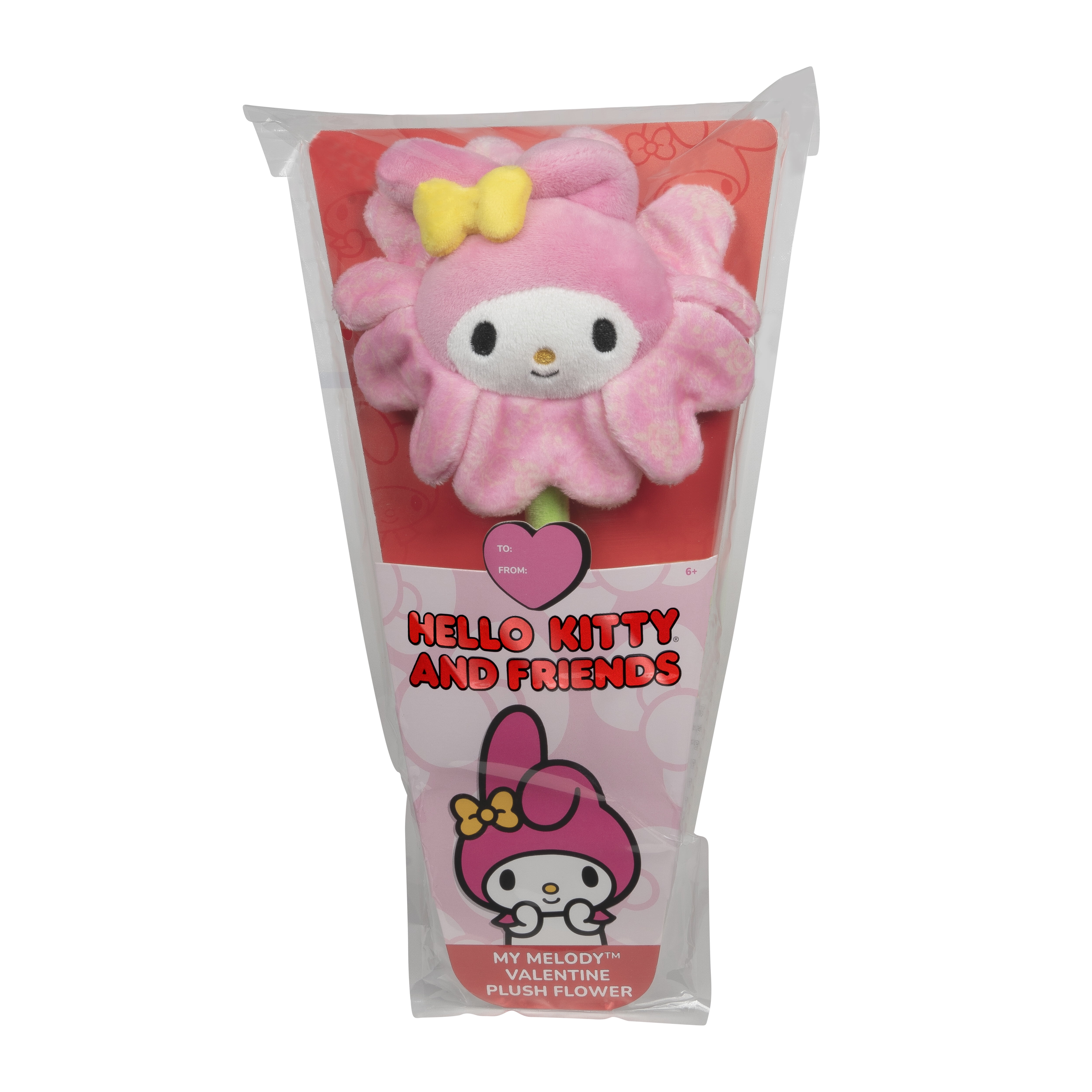 Hello Kitty and Friends 14-inch My Melody Pink Plush Valentine Flower with a Bendable Stem