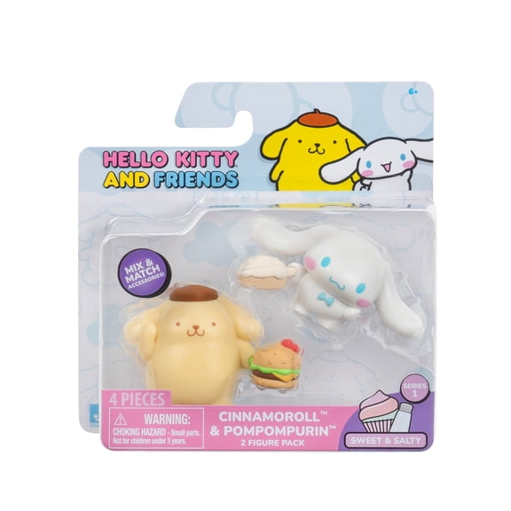 Hello Kitty and Friends 2 Inch Figure Sweet & Salty 2 Figure Pack, Cinnamoroll & Pompompurin