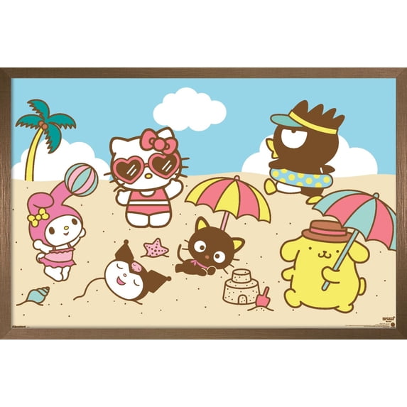 Hello Kitty and Friends: 2023 Seize The Moment - Beach Fun Wall Poster, 14.725" x 22.375" Framed