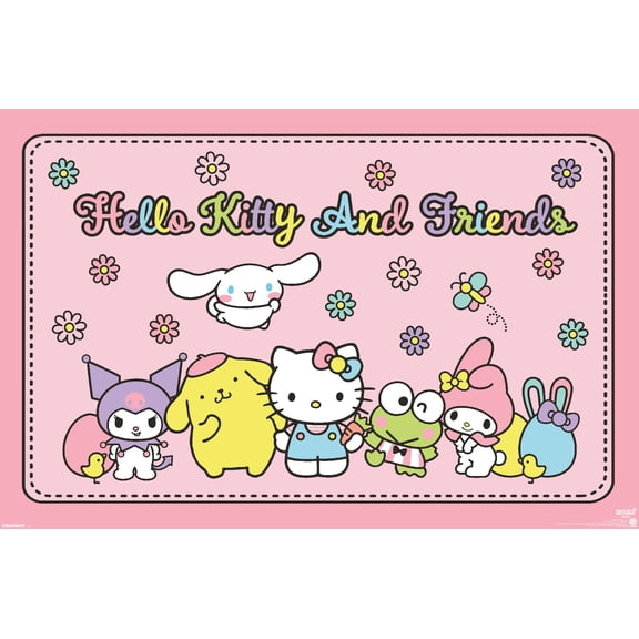 Hello Kitty and Friends: 2024 Spring Bloom - Flowers Wall Poster, 14.725" x 22.375"