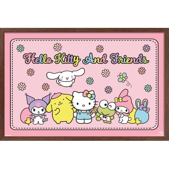 Hello Kitty and Friends: 2024 Spring Bloom - Flowers Wall Poster, 22.375" x 34" Framed