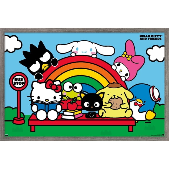 Hello Kitty and Friends: 21 Core - Group Bus Stop Wall Poster, 14.725" x 22.375" Framed