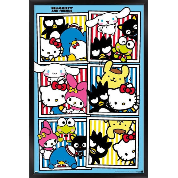 Hello Kitty and Friends: 21 Core - Group Photos Wall Poster, 22.375" x 34" Framed