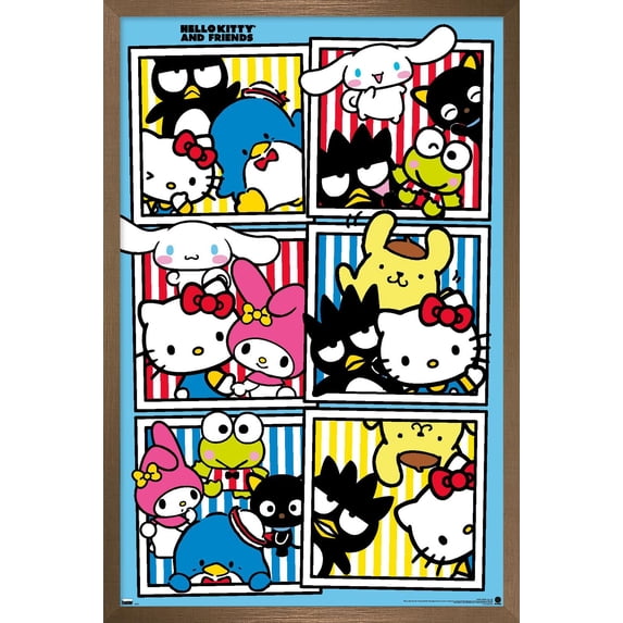 Hello Kitty and Friends: 21 Core - Group Photos Wall Poster, 22.375" x 34" Framed
