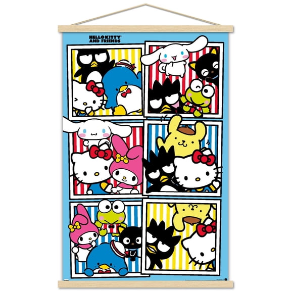 Hello Kitty and Friends: 21 Core - Group Photos Wall Poster with Magnetic Frame, 22.375" x 34"