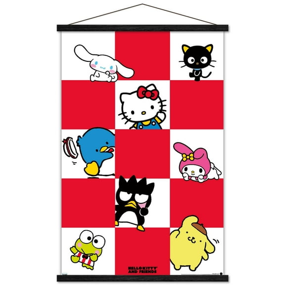 Hello Kitty and Friends: 21 Core - Group Squares Wall Poster with Magnetic Frame, 22.375" x 34"