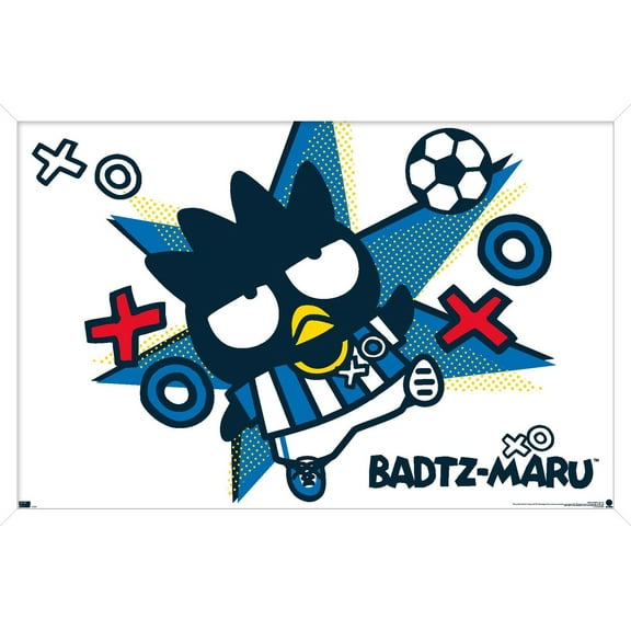 Hello Kitty and Friends: 21 Sports - Badtz-Maru Soccer Wall Poster, 14.725" x 22.375" Framed