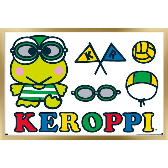 Hello Kitty and Friends: 21 Sports - Keroppi Water Polo Wall Poster, 14.725" x 22.375" Framed