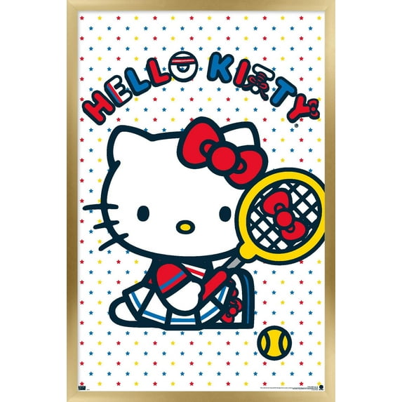 Hello Kitty and Friends: 21 Sports - Kitty Tennis Wall Poster, 22.375" x 34" Framed