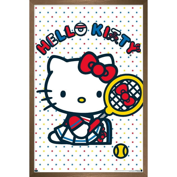 Hello Kitty and Friends: 21 Sports - Kitty Tennis Wall Poster, 22.375" x 34" Framed