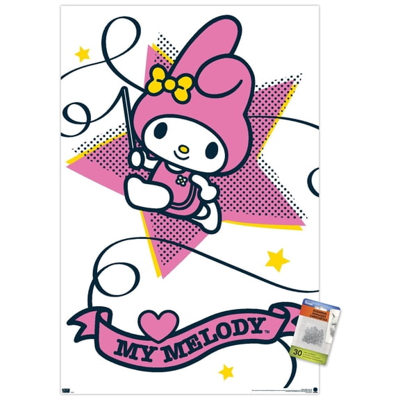 Hello Kitty and Friends: 21 Sports - My Melody Rhythmic Gymnastics Wall Poster with Pushpins, 22.375" x 34"