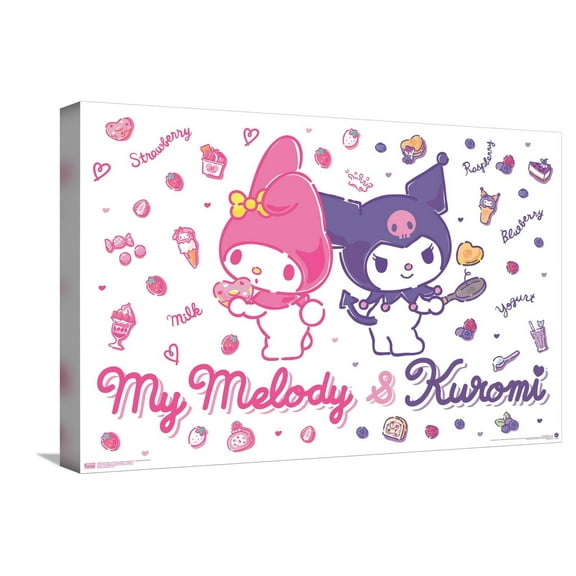 Hello Kitty and Friends: 23 My Favorite Flavor - My Melody & Kuromi Canvas Wall Poster, 14.725" x 22.375"