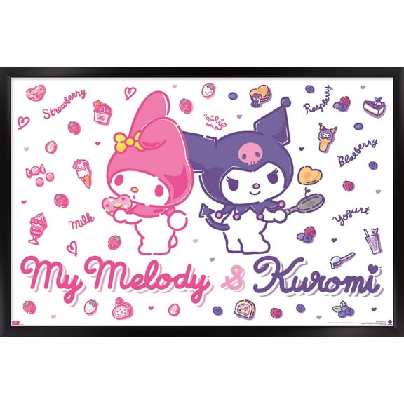Hello Kitty and Friends: 23 My Favorite Flavor - My Melody & Kuromi Wall Poster, 22.375" x 34" Framed