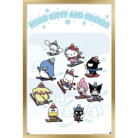 Hello Kitty and Friends: 24 Aspen Skiing Wall Poster, 14.725" x 22.375" Framed