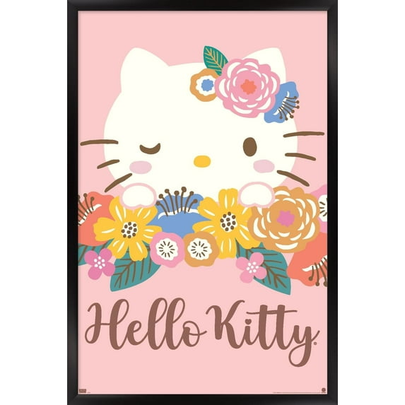 Hello Kitty and Friends: 24 Flowers - Hello Kitty Wall Poster, 14.725" x 22.375" Framed