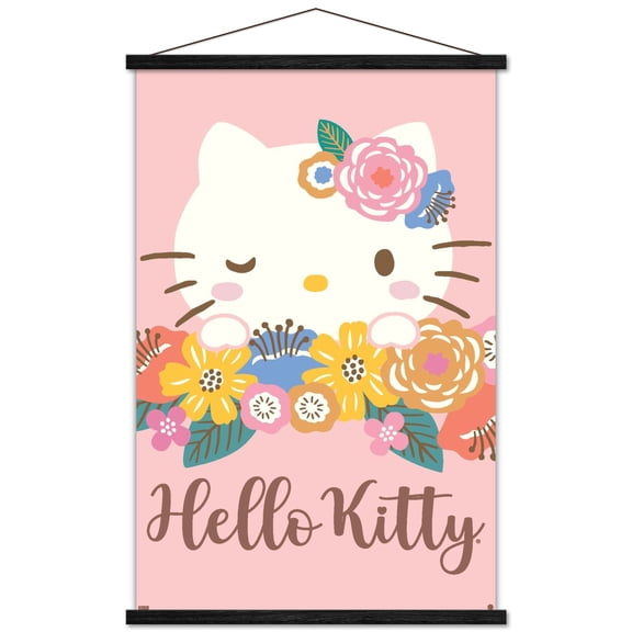 Hello Kitty and Friends: 24 Flowers - Hello Kitty Wall Poster with Magnetic Frame, 22.375" x 34"