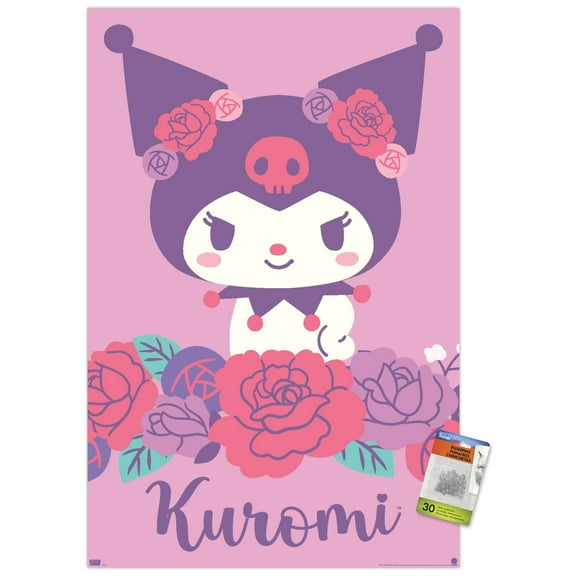 Hello Kitty and Friends: 24 Flowers - Kuromi Wall Poster with Pushpins, 22.375" x 34"