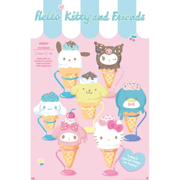 Hello Kitty and Friends: 24 Ice Cream Parlor - Group Wall Poster, 14.725" x 22.375"