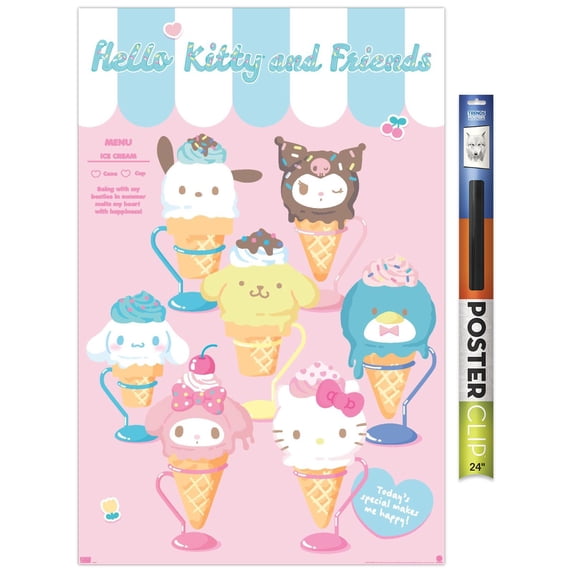 Hello Kitty and Friends: 24 Ice Cream Parlor - Group Wall Poster, 22.375" x 34"