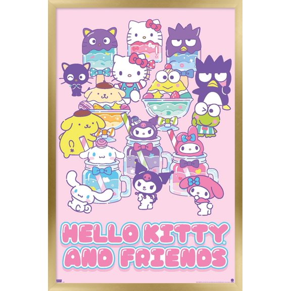 Hello Kitty and Friends: 24 Summer Fresh - Group Wall Poster, 14.725" x 22.375" Framed