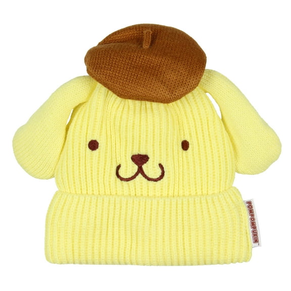Hello Kitty and Friends Adult Pompompurin Embroidered Character Knit Cuffed Beanie Skull Cap Warm Winter Hat OSFM
