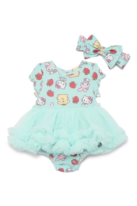 Hello Kitty and Friends Baby Girls Tutu Bodysuit with Matching Headband, 2-Piece, Sizes Newborn-24M