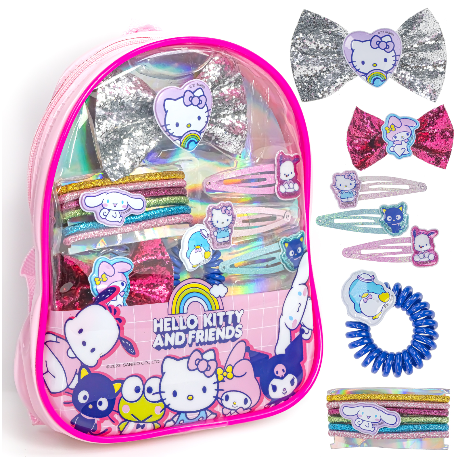 Set D'accessoires Cheveux Hello Kitty - Brosse, Clips, élastiques Et Scrunchie | Cadeau Idéal Pour Filles - Design Sanrio Officiel