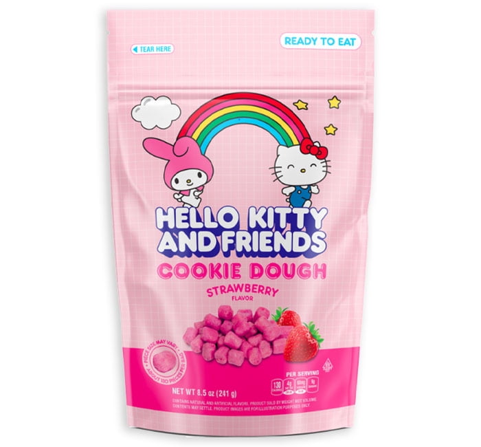 【美品】OOTHO SilkCottonKnitLongSleeveTee Hello Kitty and Friends Bite-Sized Strawberry Flavor Cookie Dough