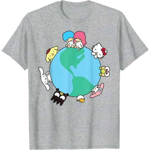 Hello Kitty and Friends Cute Together Earth DTG Print Unisex T-Shirt
