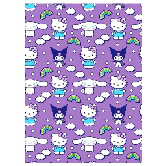 Hello Kitty and Friends Fleece Throw Blanket, Clouds and Rainbows 50"x70"