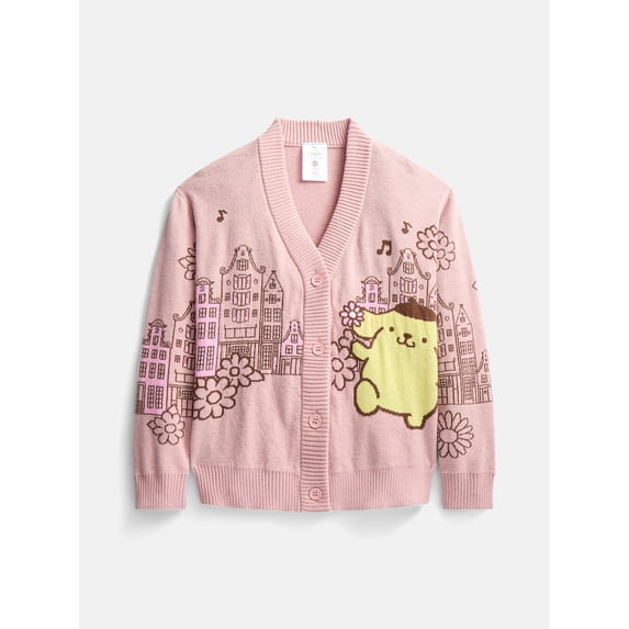 Hello Kitty and Friends Girls Graphic Cardigan with Long Sleeves, Sizes 4-16