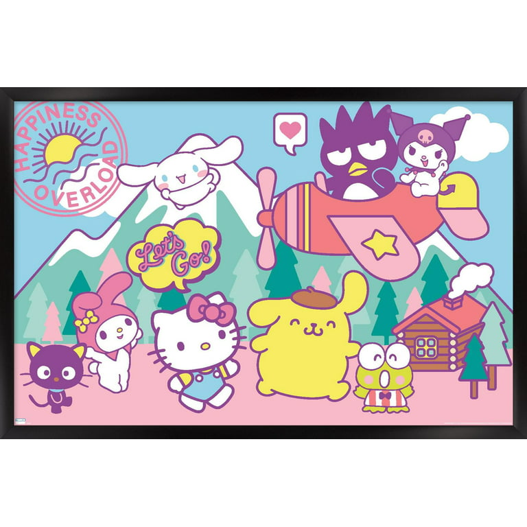 Hello Kitty and Friends - Happiness Overload Wall Poster, 14.725 x 22.375  Framed