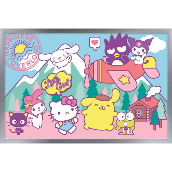 Hello Kitty and Friends - Happiness Overload Wall Poster, 22.375" x 34" Framed