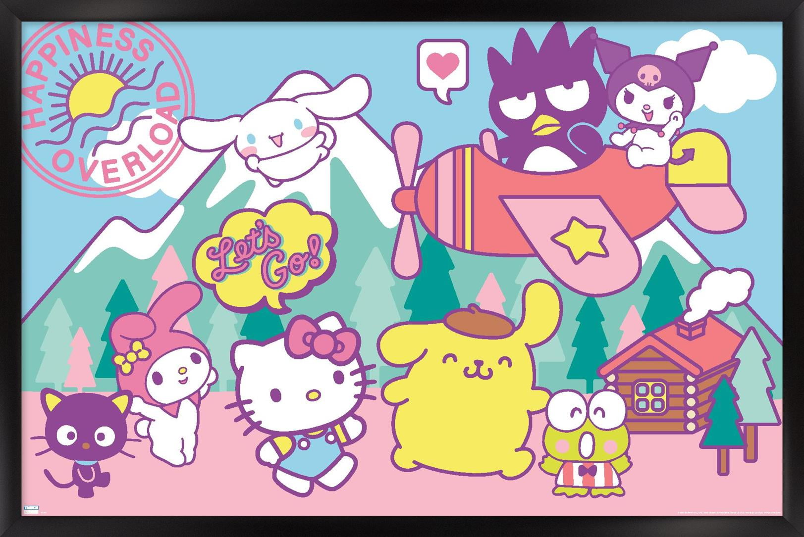 Hello Kitty and Friends - Happiness Overload Wall Poster, 14.725 x 22.375  Framed 