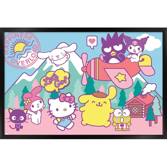Hello Kitty and Friends - Happiness Overload Wall Poster, 22.375" x 34" Framed