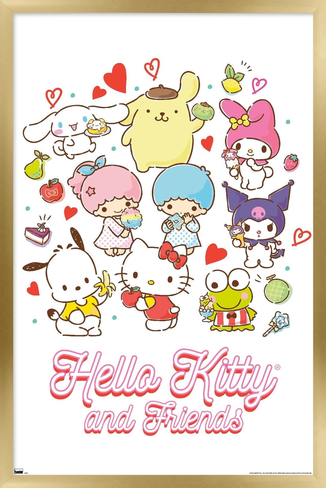 Hello Kitty and Friends - Kawaii Favorite Flavors Wall Poster, 14.725" x 22.375" Framed