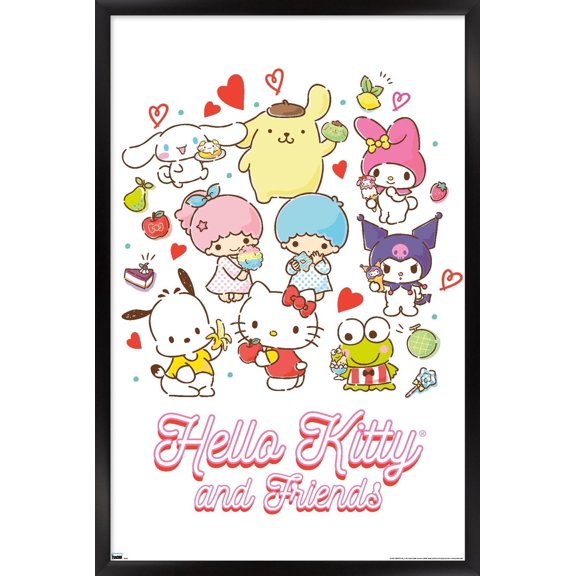 Hello Kitty and Friends - Kawaii Favorite Flavors Wall Poster, 14.725" x 22.375" Framed