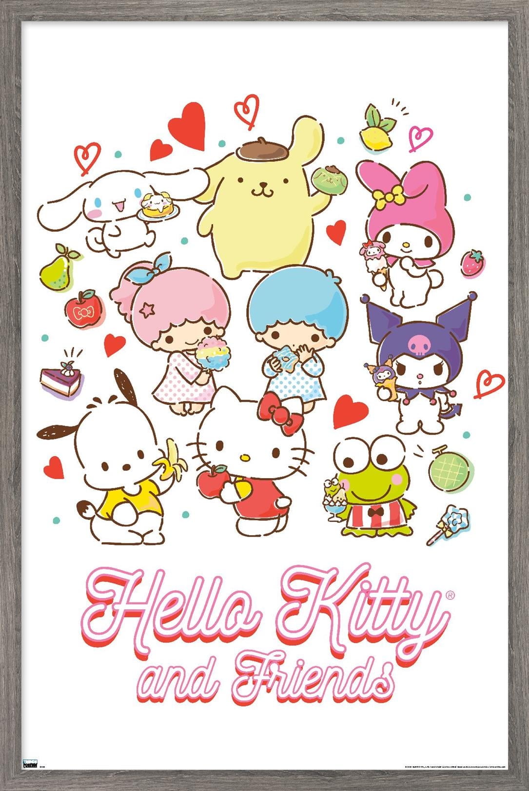 Hello Kitty and Friends - Kawaii Favorite Flavors Wall Poster, 14.725" x 22.375" Framed