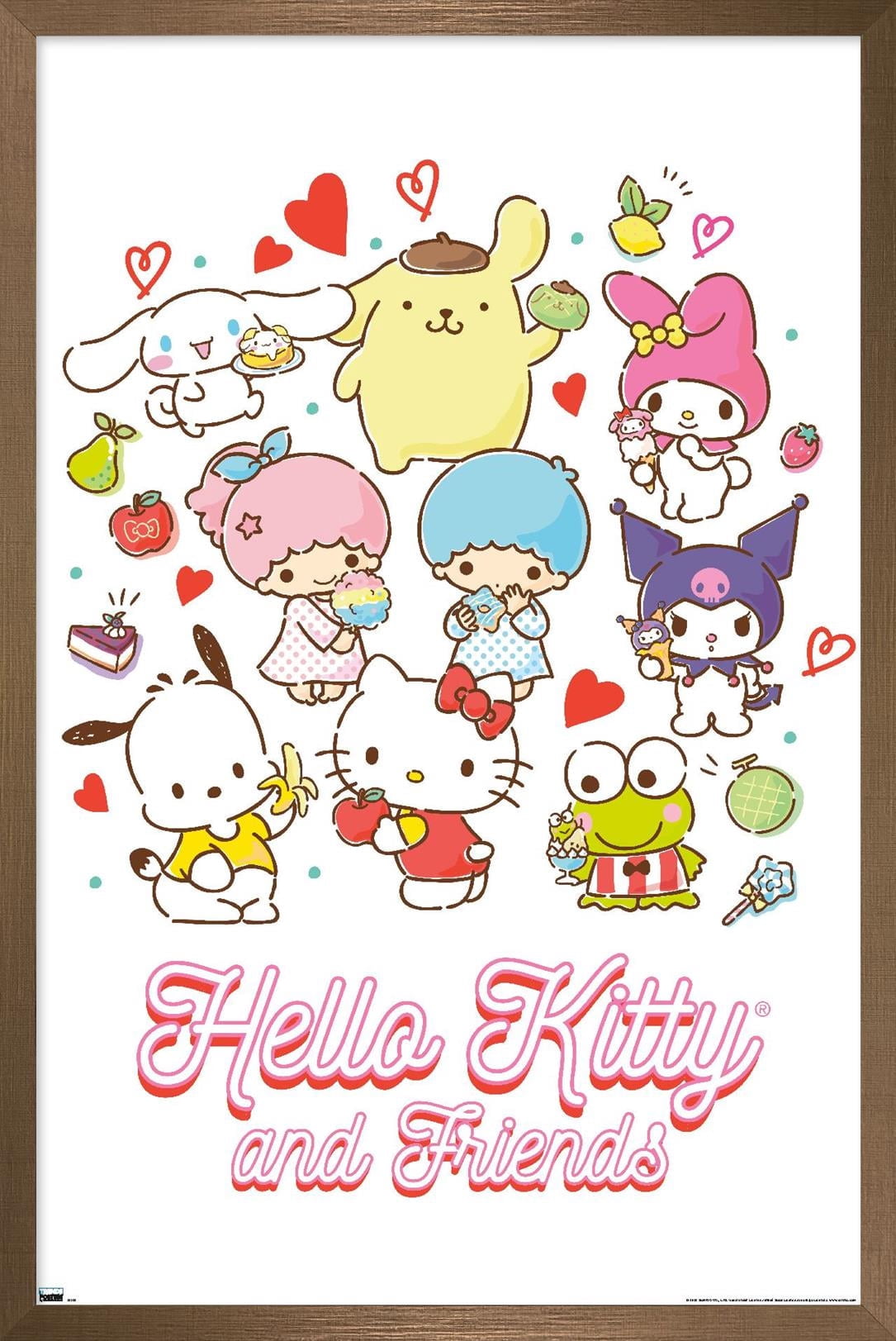 Hello Kitty and Friends - Kawaii Favorite Flavors Wall Poster, 22.375" x 34" Framed