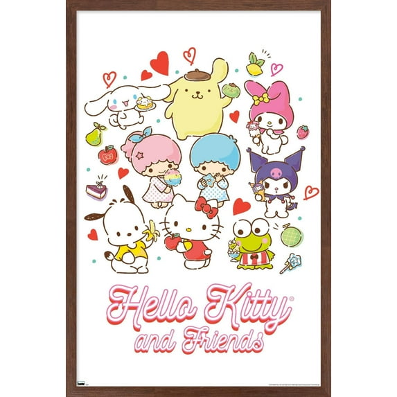 Hello Kitty and Friends - Kawaii Favorite Flavors Wall Poster, 22.375" x 34" Framed